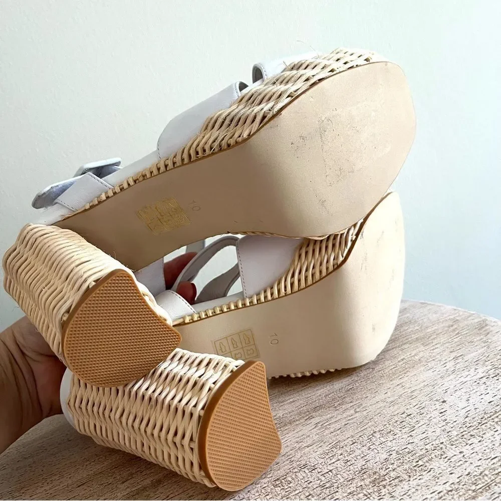Jeffrey Campbell Amma Platform Sandals in White and Tan Size 10, NWOB - Picture 11 of 14